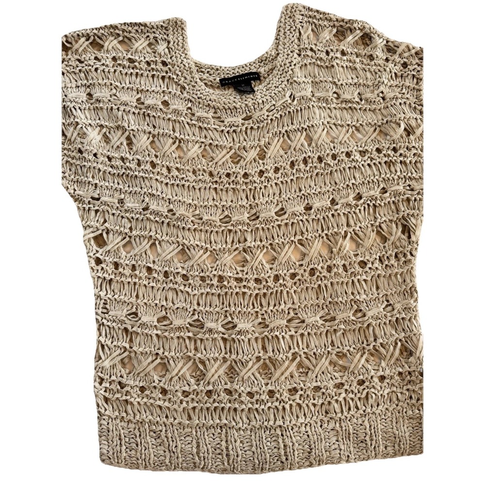 Grace‎ Elements Open Knit Boho Festival Layering Top Coastal Womens Med Stretchy